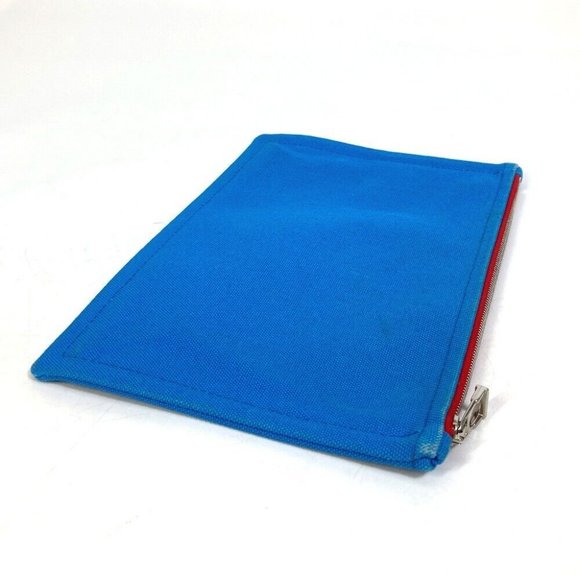 Authentic HERMES The King of Cats MITSOU Mitsu Cat Yachting PM Pouch Canvas Blue - Picture 5 of 12